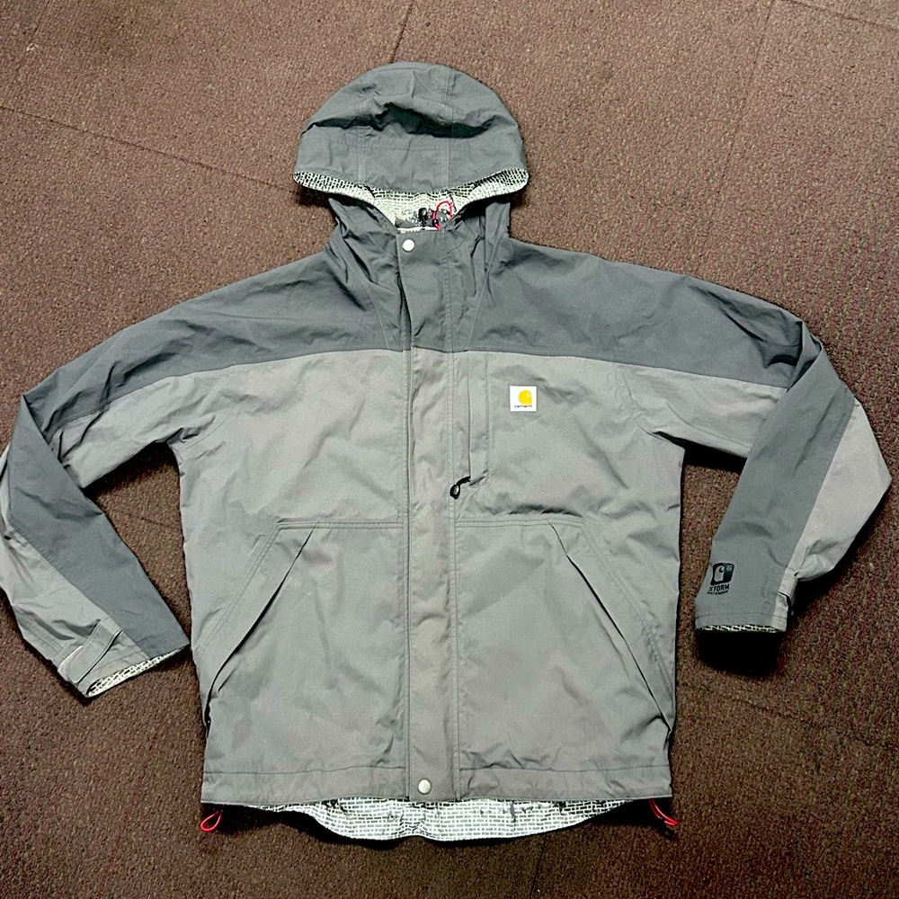Carhartt Storm Defender Hooded Rain Jacket - Size M - Gray